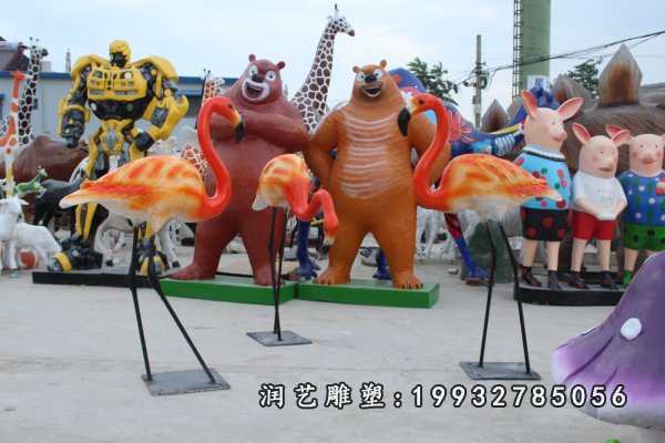 公园玻璃钢火烈鸟雕塑  (22)