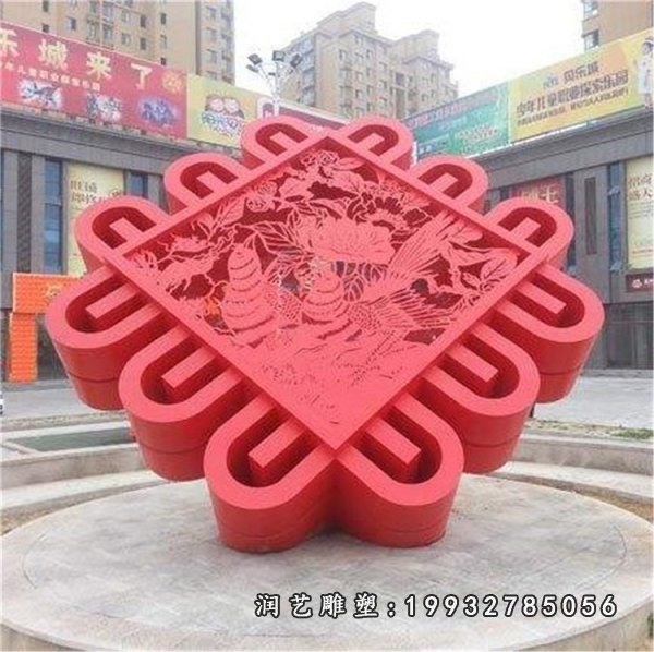 不锈钢中国结雕塑  (10)