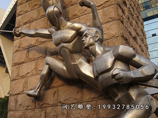 不锈钢几何抽象击剑雕塑