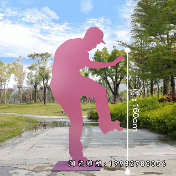 不锈钢滑板雕塑  (16)