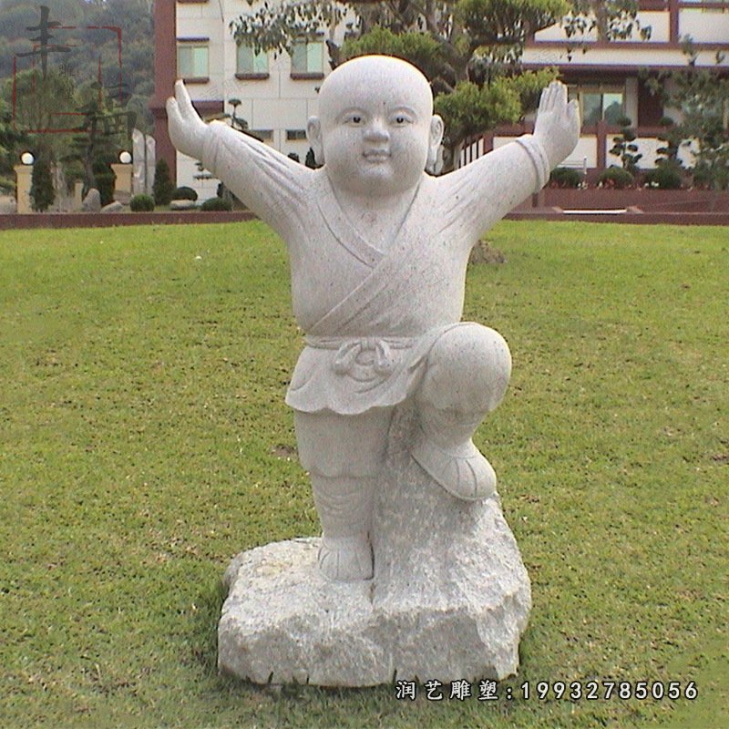园林草坪小和尚石雕 (2)