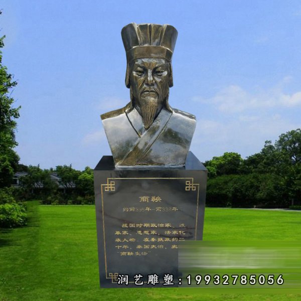 商鞅雕塑，铜古代人物胸像 (2)