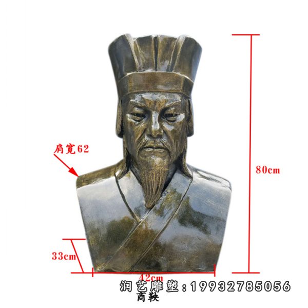 商鞅雕塑，铜古代人物胸像