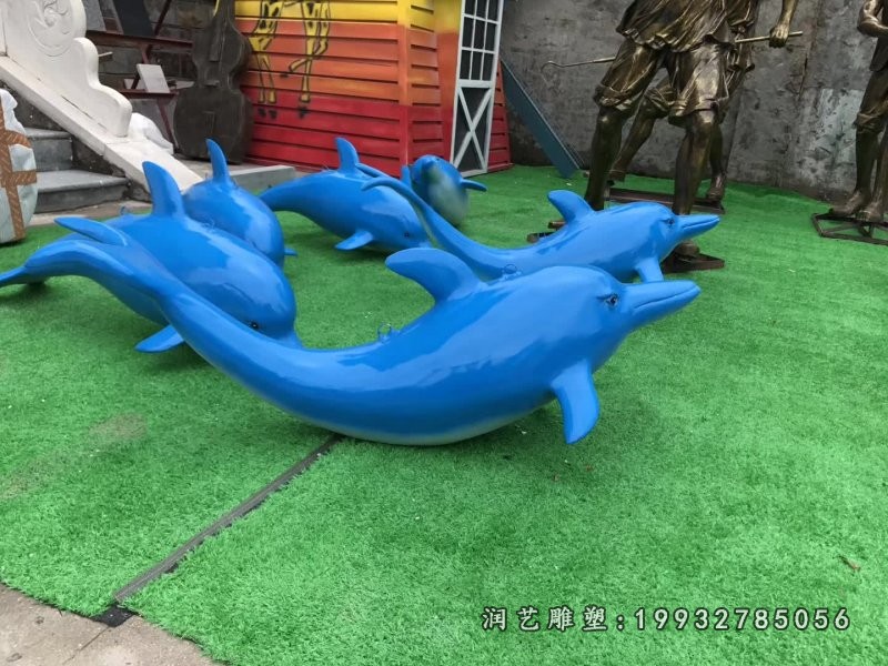 广场玻璃钢海豚雕塑 (1)