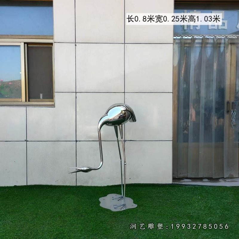 不锈钢动物火烈鸟景区雕塑 (1)