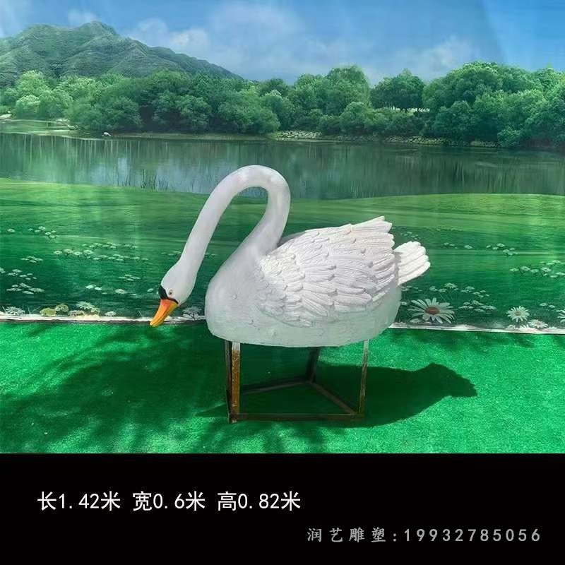 公园天鹅玻璃钢动物雕塑 (1)