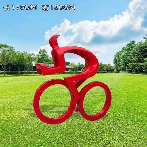 不锈钢抽象骑单车雕塑
