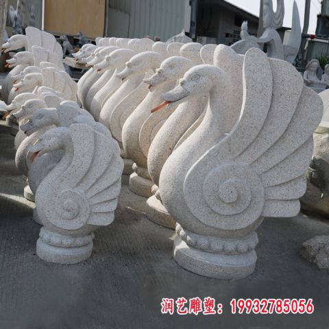 公园大理石天鹅雕塑
