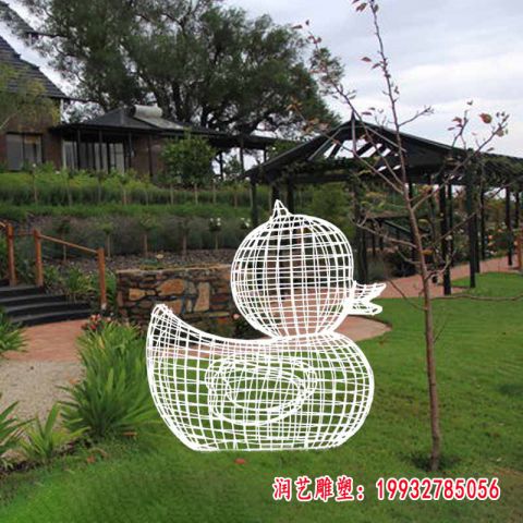 不锈钢镂空鸭子雕塑