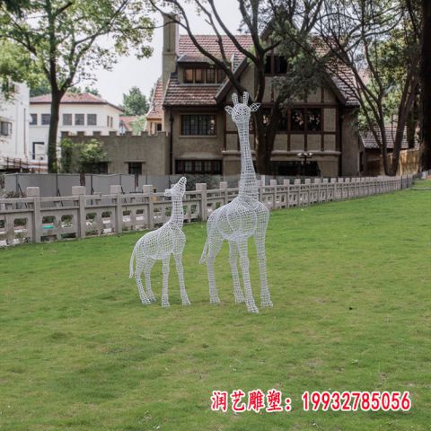 公园不锈钢长颈鹿雕塑