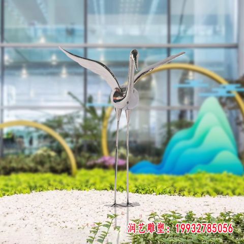 不锈钢抽象仙鹤雕塑