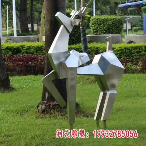 不锈钢抽象鹿雕塑