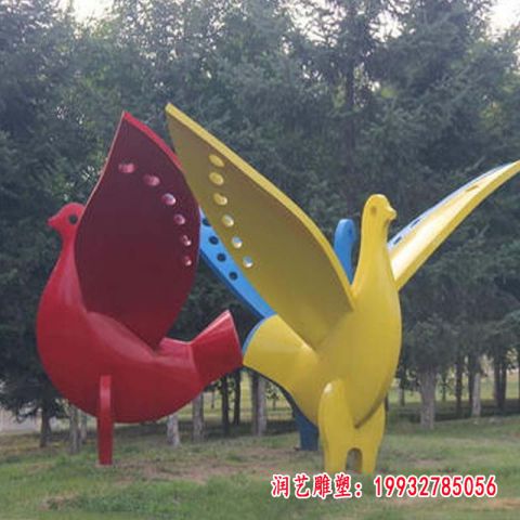 不锈钢飞鸽雕塑