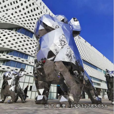 城市不锈钢狗雕塑