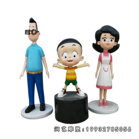 玻璃钢大头儿子和小头爸爸雕塑