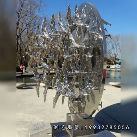 广场不锈钢鱼雕塑