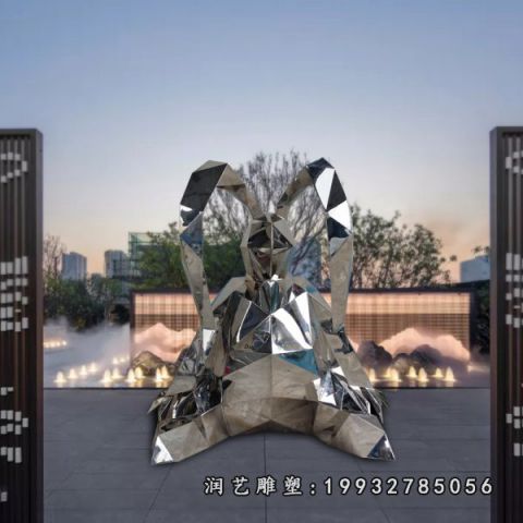 不锈钢兔子动物雕塑