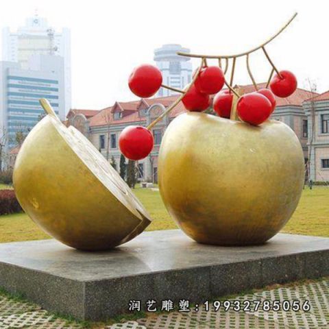 企业不锈钢苹果雕塑
