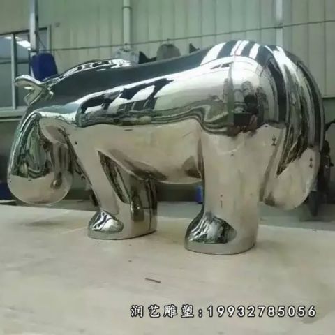 不锈钢河马动物雕塑