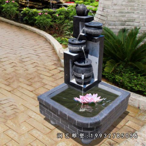 小区流水盆石雕