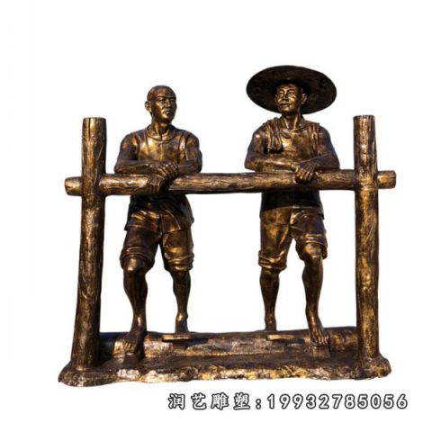 农耕人物小品铜雕