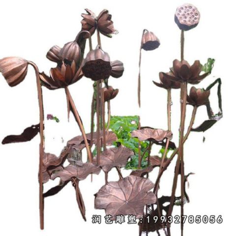 公园荷花景观铜雕