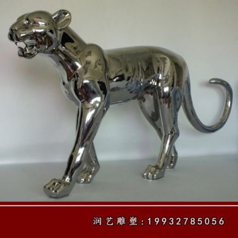 酒店不锈钢豹雕塑