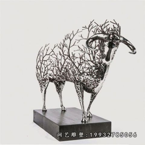 园林不锈钢羊雕塑