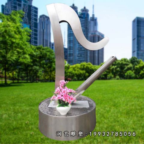 抽象不锈钢竖琴雕塑