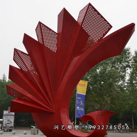 景区不锈钢抽象孔雀雕塑