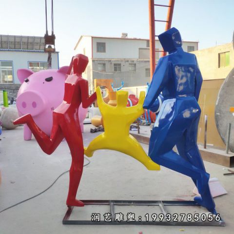 小区不锈钢一家人雕塑