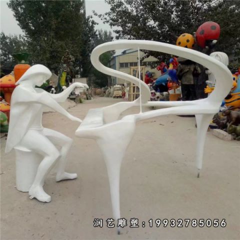 抽象玻璃钢弹钢琴雕塑