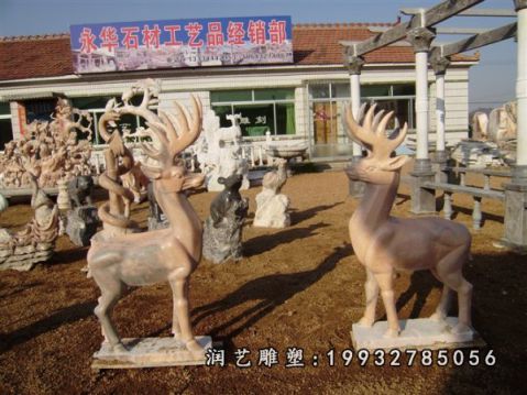 校园鹿动物石雕