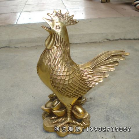 景区鸡动物铜雕