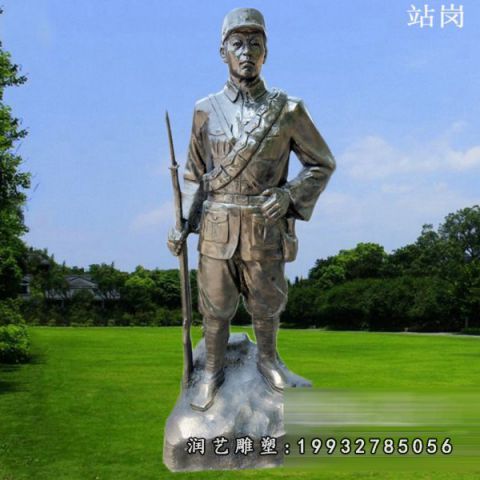 小区红军人物铜雕