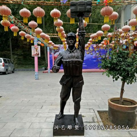 小区董存瑞人物铜雕