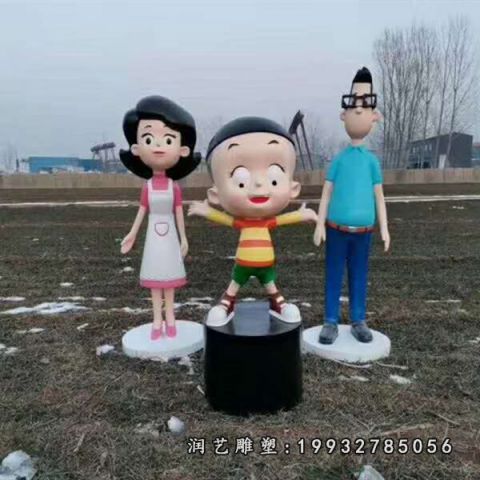 商场玻璃钢大头儿子和小头爸爸雕塑
