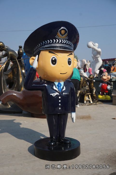 户外玻璃钢警察雕塑