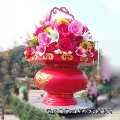 公园不锈钢花篮雕塑