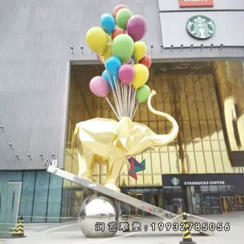 户外不锈钢大象雕塑