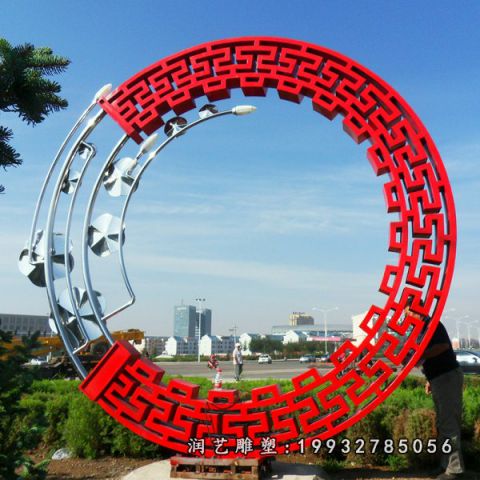 小区不锈钢圆环雕塑