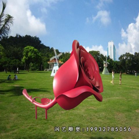 园林不锈钢玫瑰花雕塑