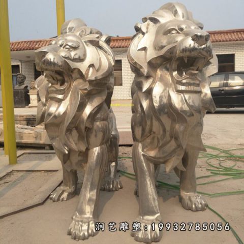 不锈钢狮子动物雕塑