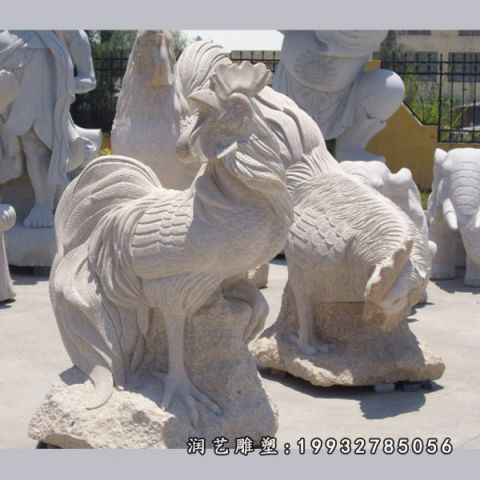 园林鸡动物石雕