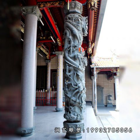 城市龙柱景观石雕