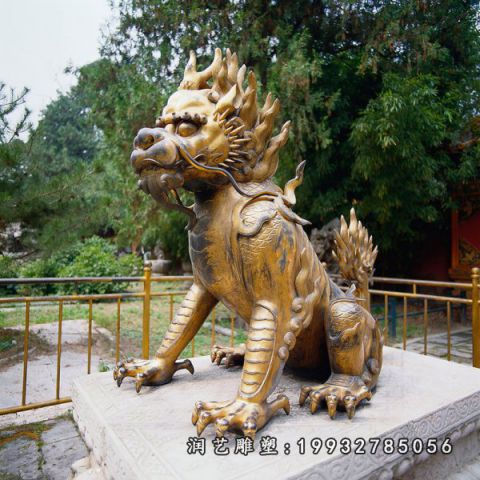 小区麒麟动物铜雕