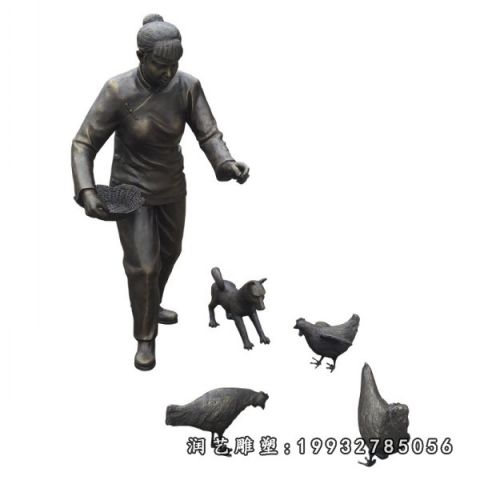广场鸡动物铜雕