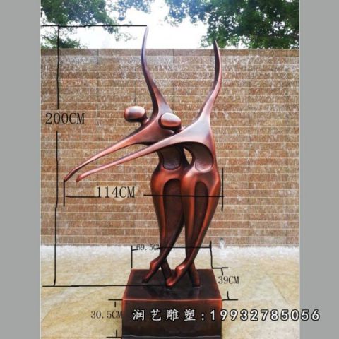 情侣抽象人物铜雕