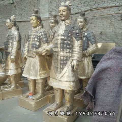 小区兵马俑人物铜雕