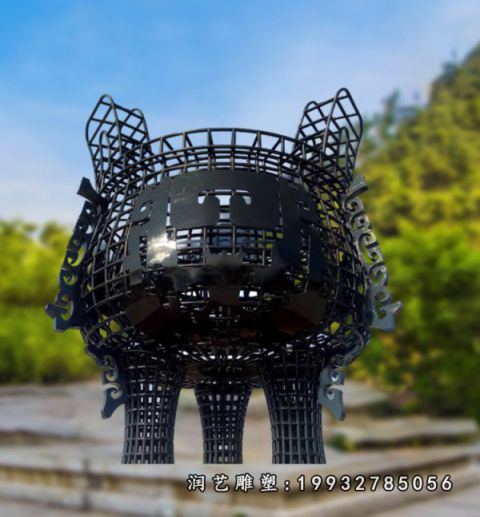 企业不锈钢鼎雕塑